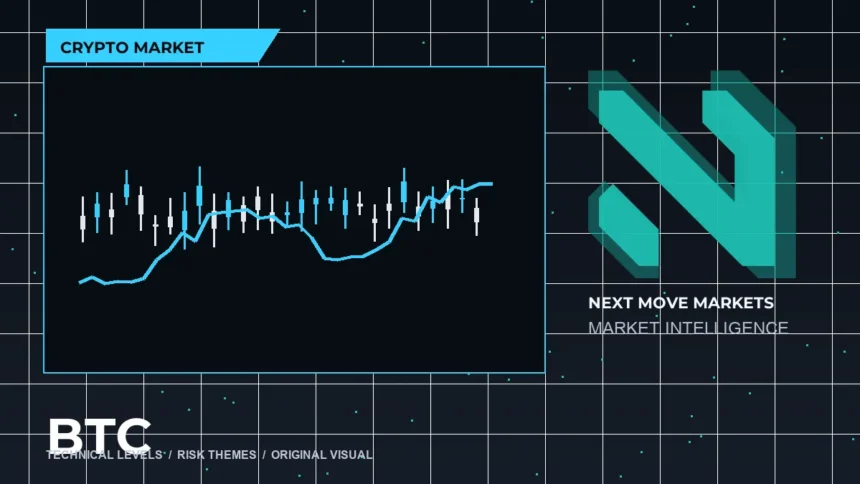 Next Move Markets Crypto Dark Desk Logo visual with official N logo