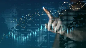 Macro market chart interface with global map