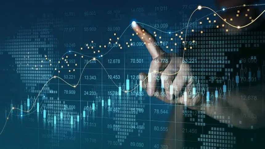 Macro market chart interface with global map