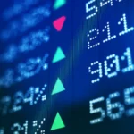 Stock market board with price arrows