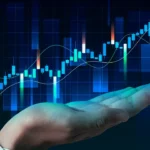 Technical analysis chart above trader hand