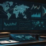 Global market drivers command wall with macro dashboards, clean news variation