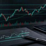 Technical analysis setup with abstract candlestick chart