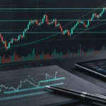 Technical analysis setup with abstract candlestick chart, clean news variation