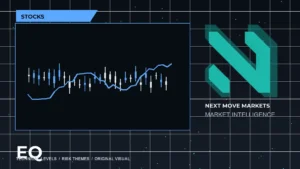 Next Move Markets Stocks Dark Desk Logo visual with official N logo