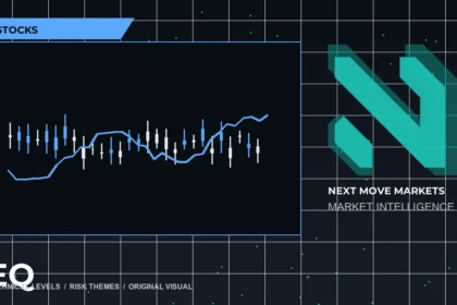 Next Move Markets Stocks Dark Desk Logo visual with official N logo